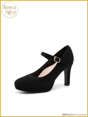 Vegan Leather Mary Jane Pumps with 3.5 Inch Heel